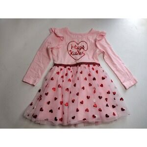 Way to Celebrate Girls Pink Valentine Hugs Kisses Heart Tutu Dress 3T